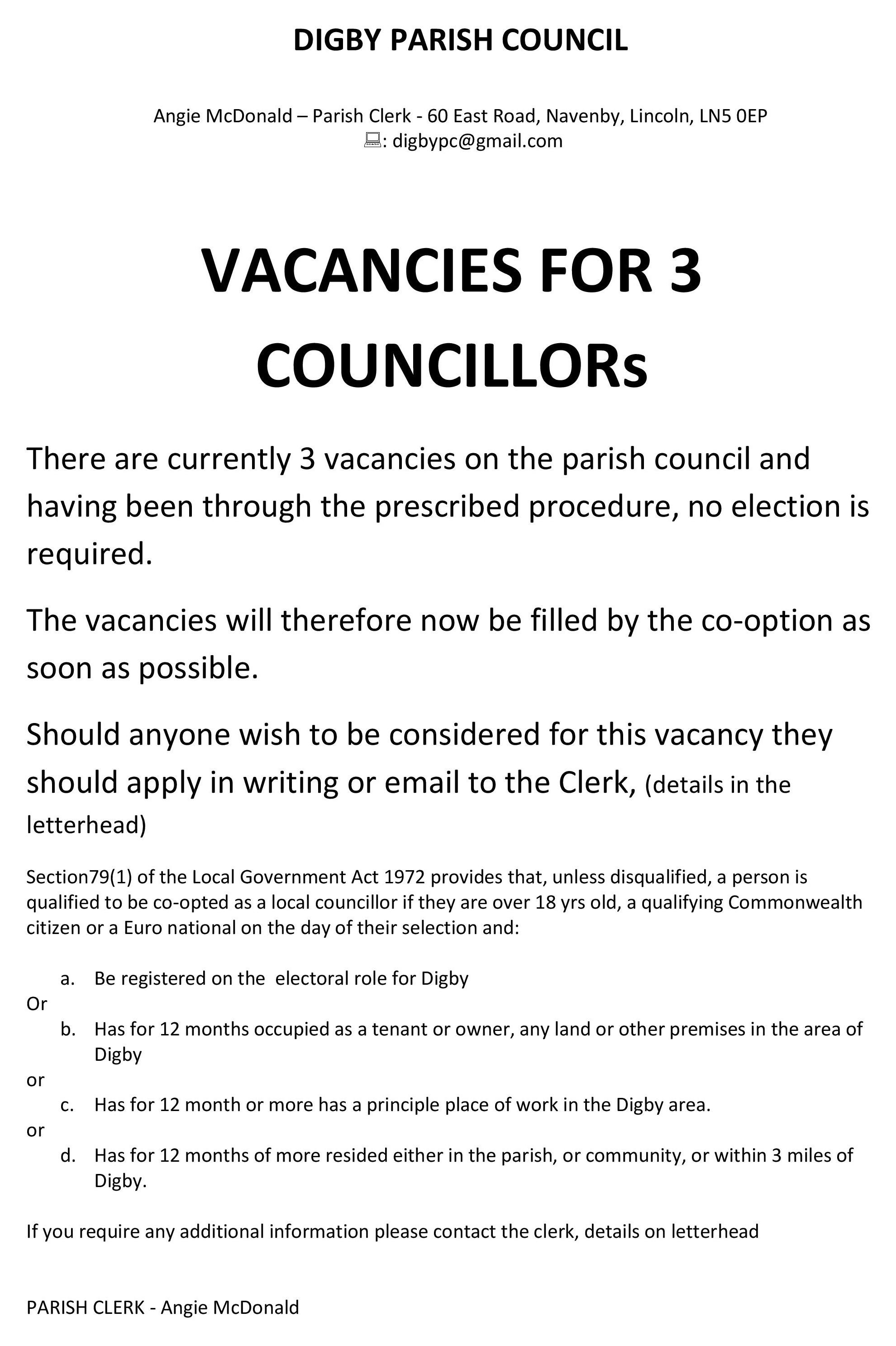 Vacancy co option poster mar 24